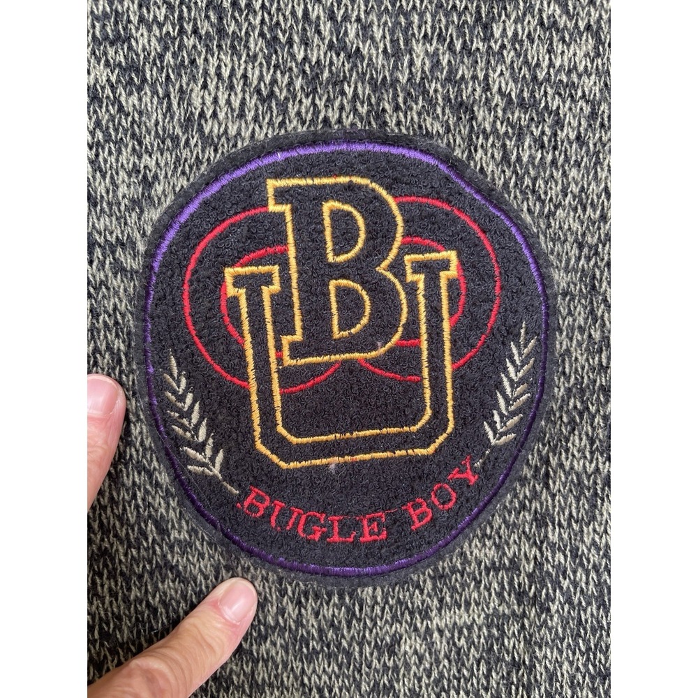 Bugle Boy University Men Black/Gray‎ Cardigan Sweater Medium College  VTG EUC